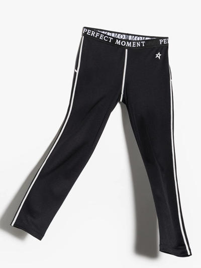Shop Perfect Moment Teen Logo-print Side-stripe Leggings In Black