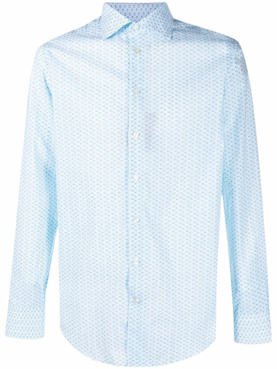 Shop Etro Logo-print Cotton Shirt In Blue