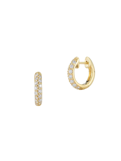 Shop Kwiat Women's Moonlight 18k Yellow Gold & Diamond Huggie Hoop Earrings