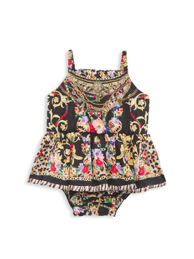 Shop Camilla Baby Girl's Baroque-print Jump Dress In Neutral
