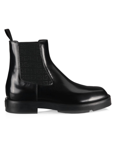 Shop Givenchy Squared Chelsea Leather Ankle Boots In Black