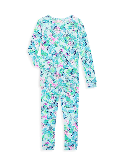 Shop Lilly Pulitzer Little Girl's & Girl's 2-piece Sammy Pajama Set In Neutral