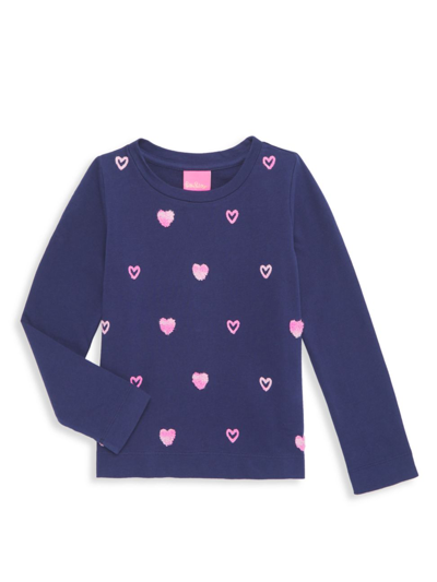 Shop Lilly Pulitzer Little Girl's & Girl's Mini Rami Heart Sweatshirt In Navy