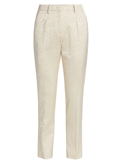 Shop Etro Women's Satin Jacquard Trousers In White