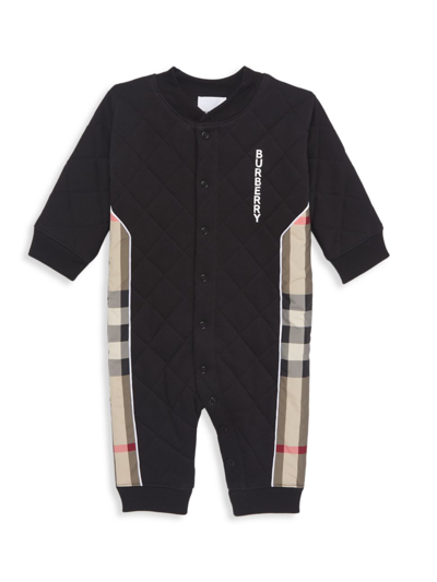 Shop Burberry Baby's Quilted Vintage Check Jumpsuit In Black