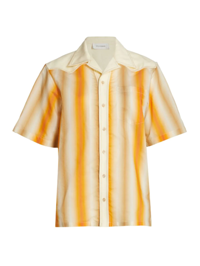 Shop Wales Bonner Women's Sunrise Short Sleeve Shirt In Orange Multi