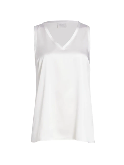 Shop Brunello Cucinelli Sleeveless Stretch Silk Top In Bianco