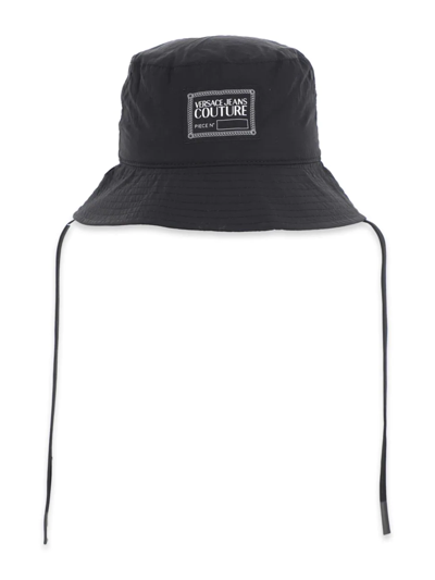 Shop Versace Jeans Couture Men's Logo Tab Bucket Hat In Black