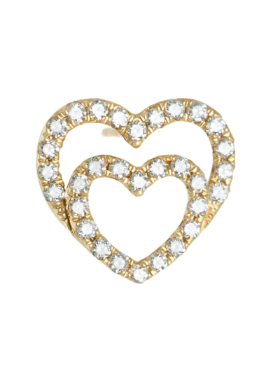 Shop Devon Woodhill Women's I Carry Your Heart 18k Yellow Gold & Diamond Stud Earrings