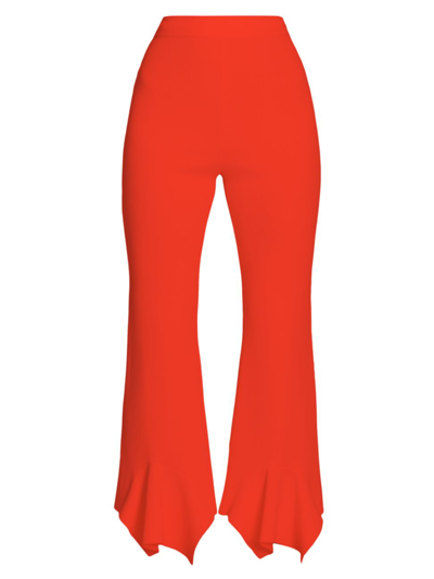 Shop Stella Mccartney Women's Compact-knit Cropped Flare Pants In Bright Orange