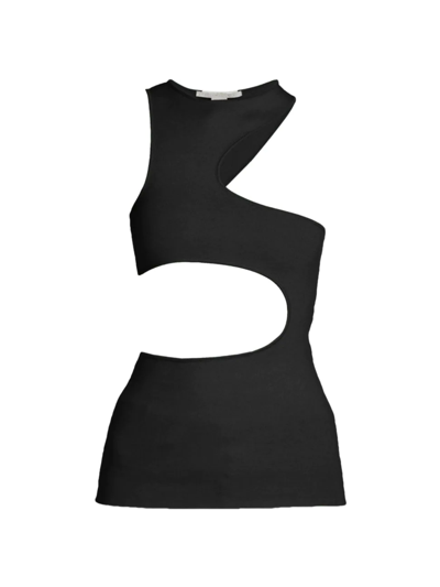 Shop Stella Mccartney Women's Cut-out Compact-knit Tank Top In Black