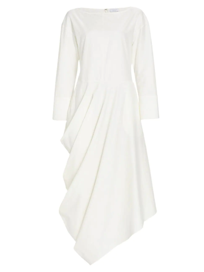 DEVEAUX WOMEN'S HOLLY DRAPED POPLIN MIDI DRESS 