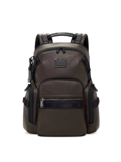 Shop Tumi Men's Alpha Bravo Navigation Leather Backpack In Dark Brown
