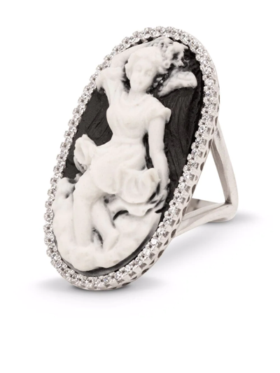 Shop Cameo & Beyond Cupids Playing Trumpet Ring In Silver
