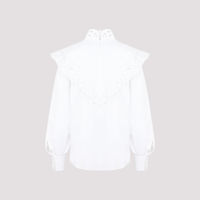 Shop Chloé Broderie Anglaise Cotton Shirt In White