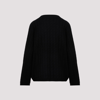 Shop Totême Cable Knit Cashmere Jumper Sweater In Black
