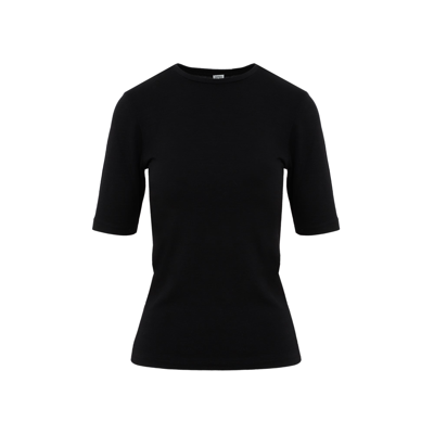 Shop Totême Thin Wool Tee Tshirt In Black