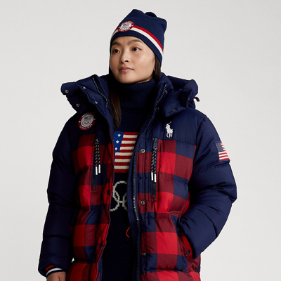 Ralph Lauren Team Usa Closing Ceremony Down Jacket In French Navy/ Plaid |  ModeSens