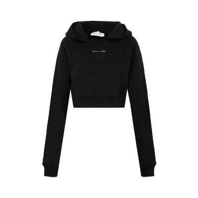 Shop Alyx 1017  9sm  Logo Cotton Cropped Sweatshirt In Black