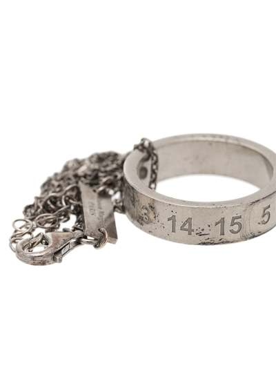 Shop Maison Margiela Number-engraved Ring Necklace In Silver