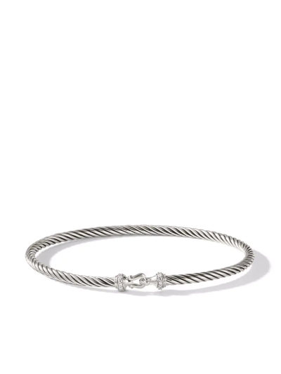David Yurman 3mm Sterling Silver Cable Diamond Bracelet In Silver