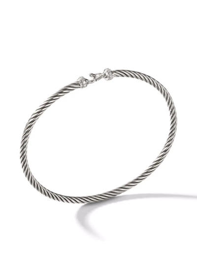David Yurman 3mm Sterling Silver Cable Diamond Bracelet In Silver