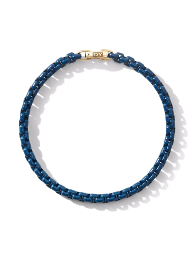 David Yurman 14kt Yellow Gold Dy Bel Aire Color Box Chain Bracelet (4mm) In Blue