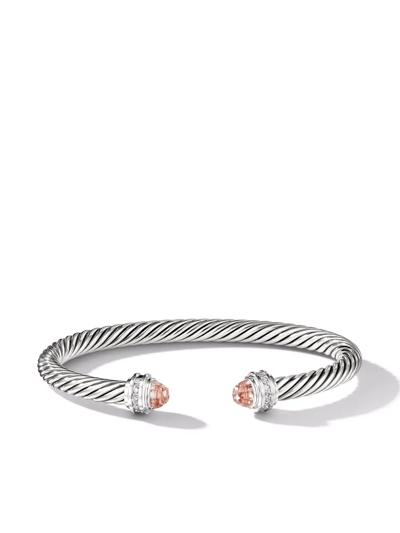 Shop David Yurman Sterling Silver Cable Classics Morganite And Diamond Bracelet