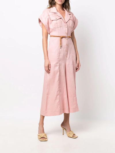 Shop Zimmermann Button-front Jumpsuit In Pink