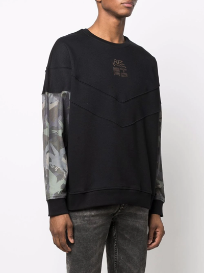 Shop Etro Contrast-sleeve Sweatshirt In Schwarz