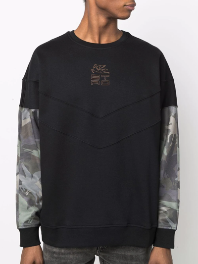 Shop Etro Contrast-sleeve Sweatshirt In Schwarz