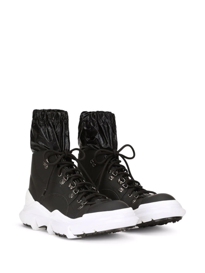 Shop Dolce & Gabbana Elasticated Lace-up Boots In Black