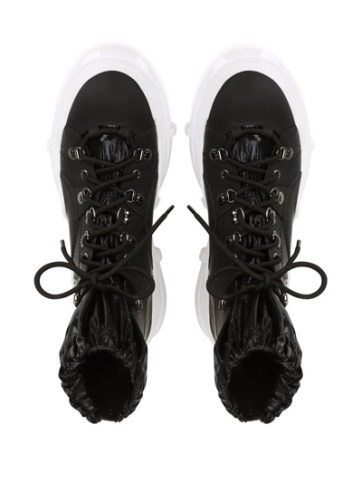 Shop Dolce & Gabbana Elasticated Lace-up Boots In Black