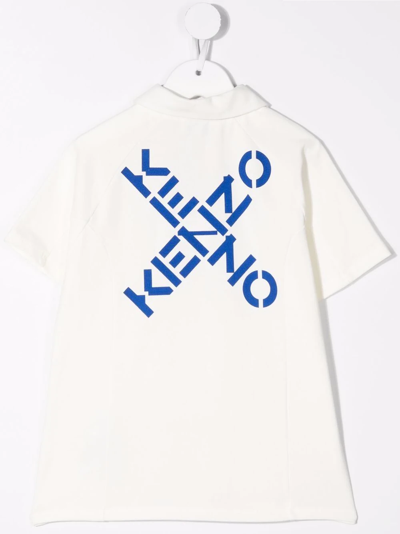 Shop Kenzo Logo-print Organic Cotton Polo Shirt In White