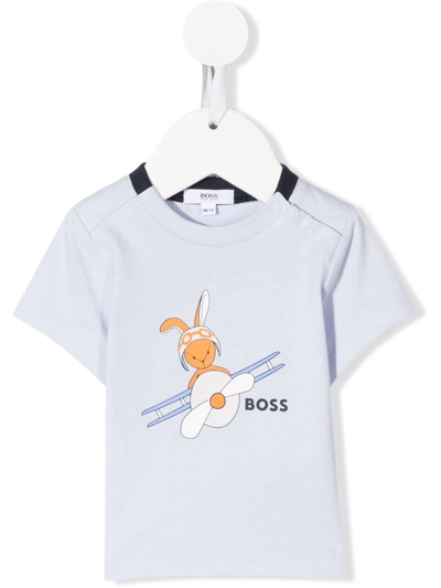Shop Bosswear Logo Print T-shirt In Blue