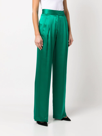 Shop Michelle Mason Wide-leg Trousers In Emerald