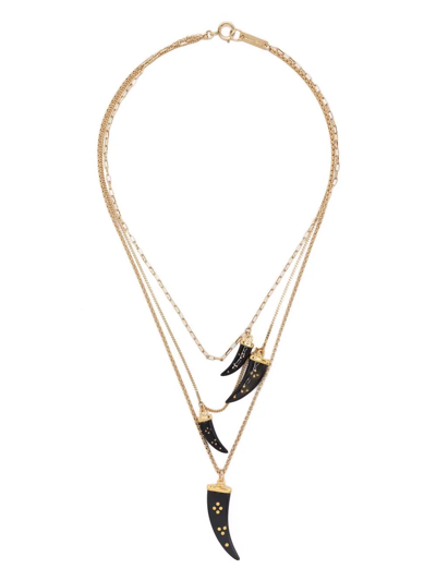 Shop Isabel Marant Brass Horn Necklace In Gold