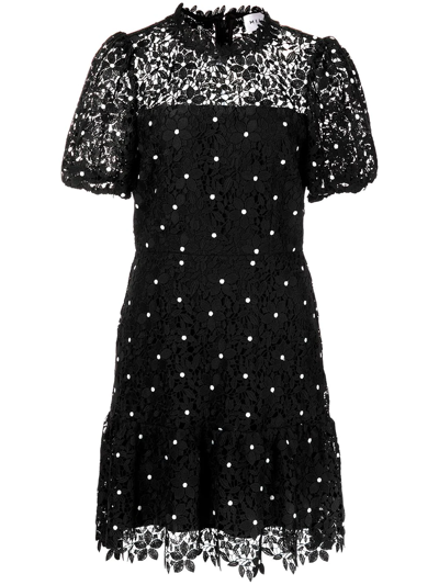 Shop Milly Yasmin Daisy Lace-trim Dress In Black