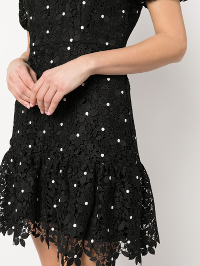 Shop Milly Yasmin Daisy Lace-trim Dress In Black