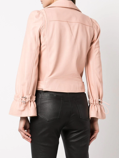 Shop Milly Yvonna Leather Jacket In Pink
