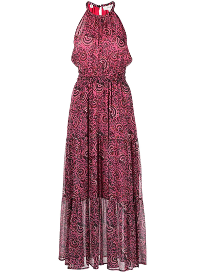 Shop A.l.c Elara Tiered-skirt Halterneck Dress In Pink