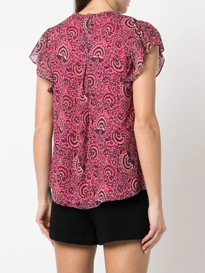 Shop A.l.c June Flutter-sleeve Blouse In Pink