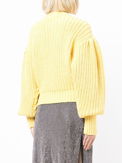 Rotate Birger Christensen Adley Cotton-blend Cable-knit Sweater In Yellow