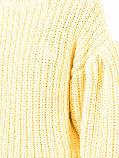 Rotate Birger Christensen Adley Cotton-blend Cable-knit Sweater In Yellow