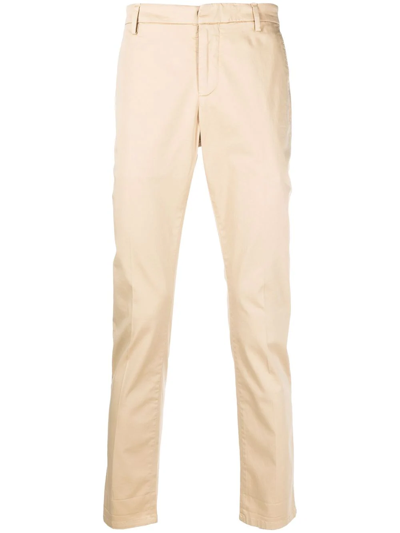Shop Dondup Cropped Slim-fit Chinos In Neutrals