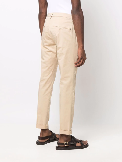 Shop Dondup Cropped Slim-fit Chinos In Neutrals