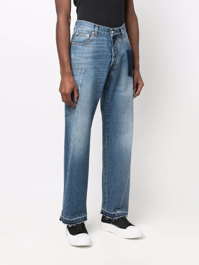 Shop Alexander Mcqueen Patchwork Loose-fit Jeans In Blue