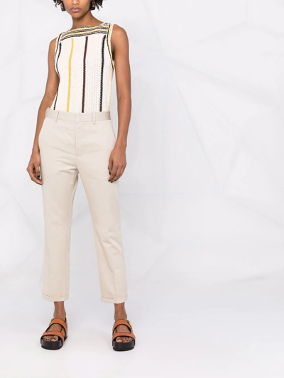 Shop Marni Cropped Straight-leg Trousers In Neutrals