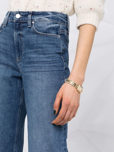 Shop Paige Anessa Cropped Flared Jeans In Blue