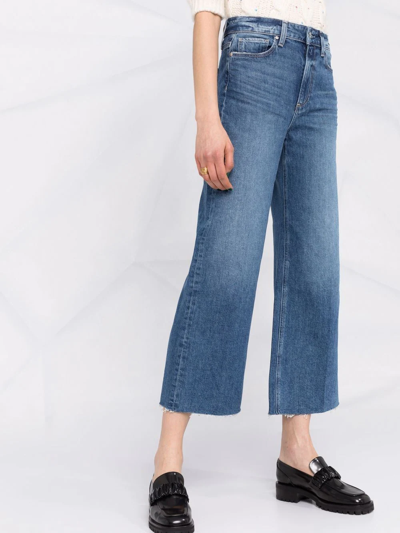 Shop Paige Anessa Cropped Flared Jeans In Blue